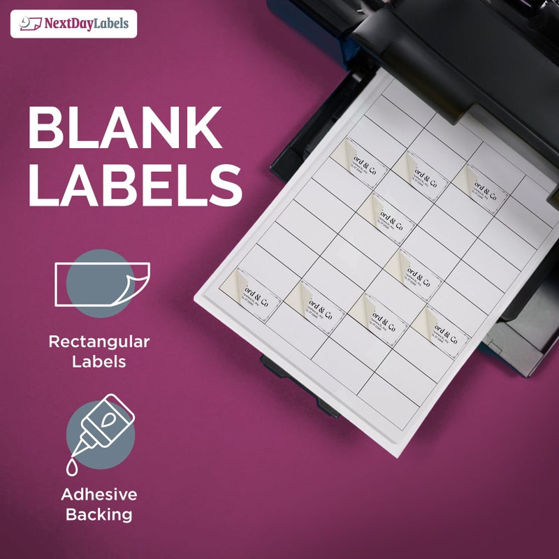 NextDayLabels ملصقات مستطيلة بيضاء فارغة بحجم 2x1 بوصة من نكست داي ليبلز لطابعة الليزر والحبر النفاث - 40 ملصق لكل ورقة ملصقات ذاتية اللصق لبطاقات العنوان والأسماء مصنوعة في الولايات المتحدة - 2000 ملصق - Image 3